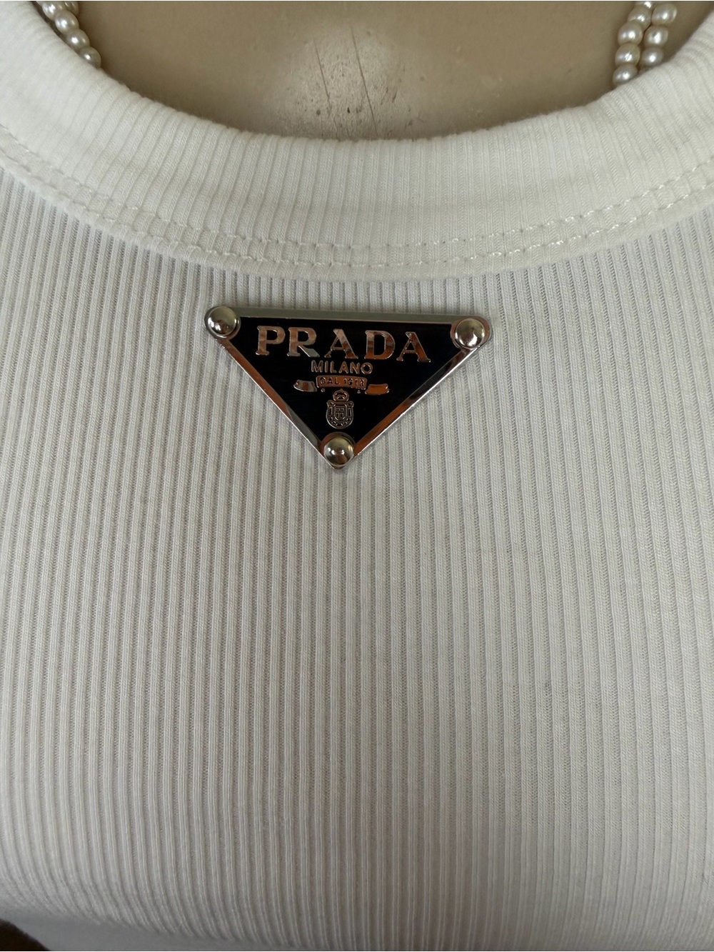 Prada Ribbed Knit Crop Tank Top - Size S - Picture 3 of 8